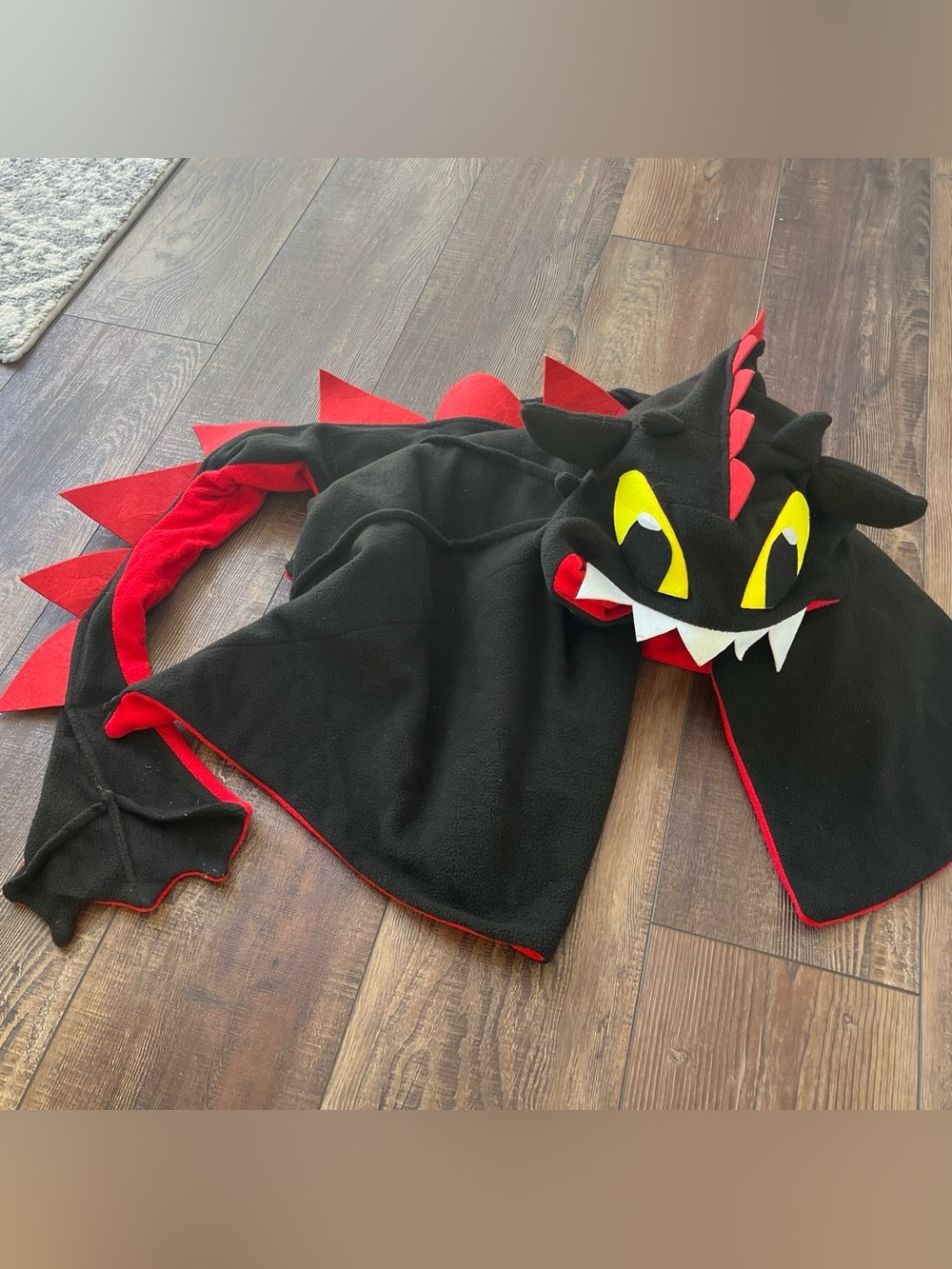 Kids Black & Red Dragon Hooded Costume Cape